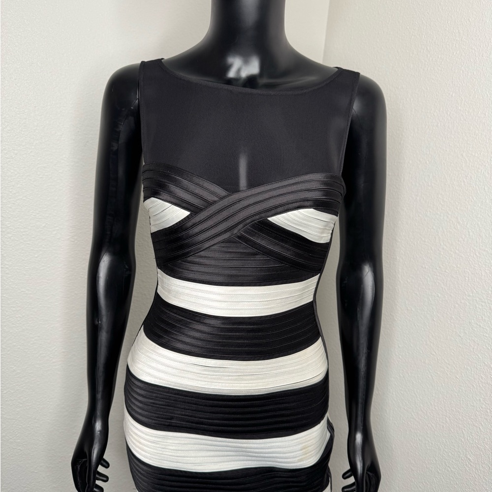 BCBGMaxAzria Black and White Bandage Dress